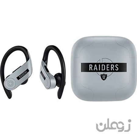 Skinit Decal Audio Skin for PowerBeats Pro - طراحی سری عملکرد نقره ای NFL Oakland دارای مجوز رسمی