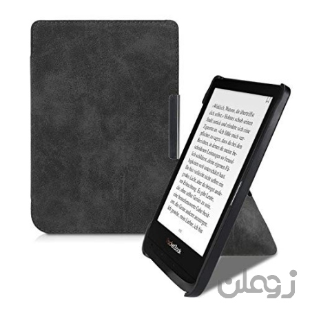 kwmobile مورد اوریگامی برای Pocketbook Touch Lux 4 / Basic Lux 2 / Touch HD 3 - PU چرم / پوشش Faux Suede با آهنربا و پایه - خاکستری