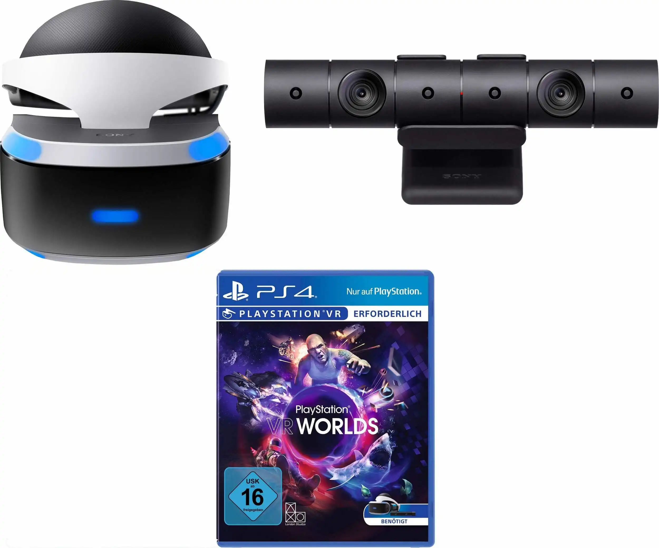 عینک واقعیت مجازی پلی استیشن سونی PlayStation VR Brille VR Worlds DLC PS4 Kamera Astro Bot Rescue Mission VR
