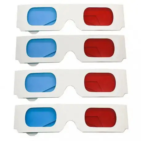  عینک سه بعدی آناگلیف قرمز/ آبی مقوایی رین‌بو بسته 4 عددی