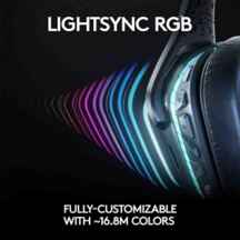  هدست گیمینگ بیسیم 7.1 لاجیتک مدل G935 ا Logitech G935 Wireless DTS:X 7.1 Surround Sound LIGHTSYNC RGB PC Gaming Headset - Black/Blue