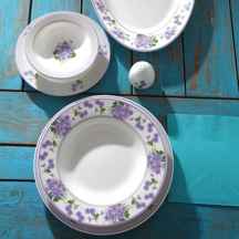  سرویس چینی زرین 6 نفره غذاخوری یاس بنفش (28 پارچه) ا Zarin Iran ItaliaF Violet Jasmin 28 Pieces Porcelain Dinnerware Set