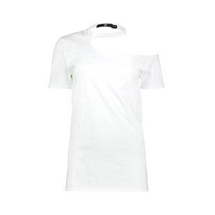  تی شرت نخی یقه چوکر زنانه – میسگایدد – سفید