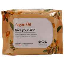  دستمال مرطوب بیول مدل Argan Oil بسته 20 عددی BIOL ا Biol Make Up Remover Wet Wipes- Argan Oil