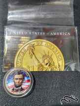  سکه ۱ دلار فول کالر لینکلن ۱۶ رئیس جمهور امریکا دو بر رنگی