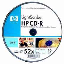  HP LightScribe CD-R 52X فضای خالی قابل چاپ دیسک رسانه قابل چاپ 700MB 80min