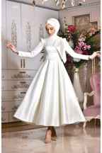  خرید اینترنتی لباس مجلسی پوشیده زنانه شیک برند MAHİDEVRAN رنگ سفید ty59730696
