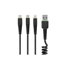  کابل پرودو USB- 3 in 1 ( مایکرو-لایتنینگ- Type C ) ا Porodo 3 in 1 Cable (Micro USB+Lightning+Type-C) - Black