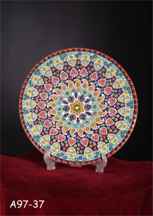 بشقاب میناکاری کد105 -هنر زیبای سفال همدان با شهرت جهانی ا Enamel plate code 105 - Beautiful art of Hamedan pottery with world fame