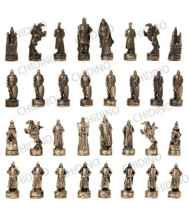 مهره های شطرنج فلزی دودی و نقره ای با طرح چینی ومغول