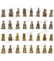 مهره های شطرنج فلزی طلایی و نقره ای با طرح چینی