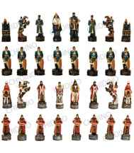 مهره شطرنج فلزی رنگی با طرح چینی و مغولی