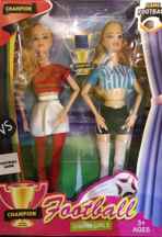دو عروسک مفصلی دختر فوتبالی نوع 2 (دامن سفید)