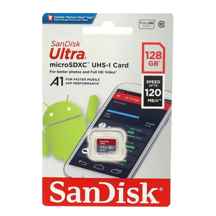  کارت حافظه microSDXC سن دیسک مدل Ultra A1 کلاس 10 استاندارد UHS-I سرعت 120MBps ظرفیت 128 گیگابایت با گارانتی