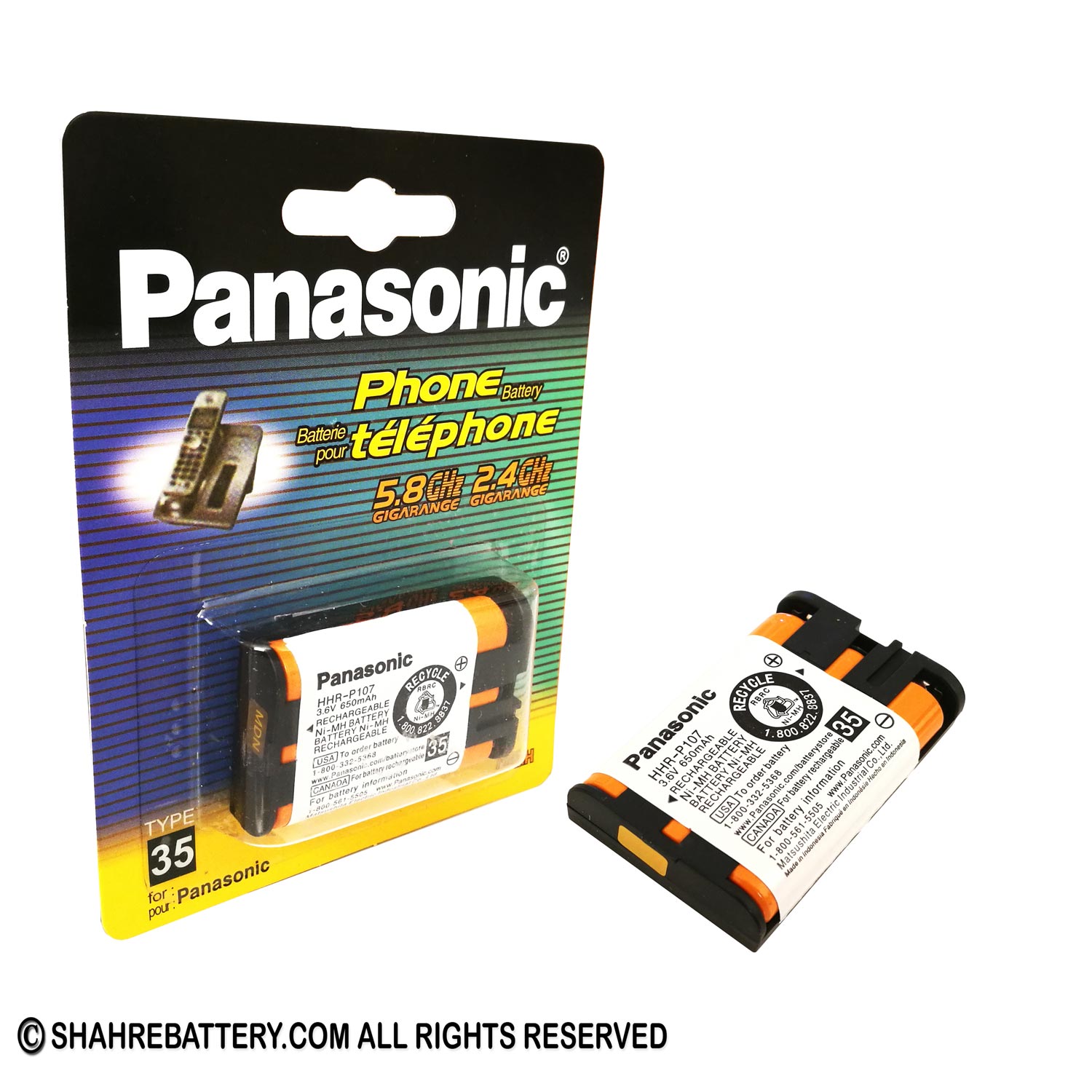  Panasonic HHR-P107A/1B Battery