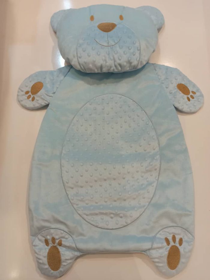 تشک و بالشت نوزادی 2 تکه عروسکی خرس ابی رنگ اورجینال ترکیه bibaby
