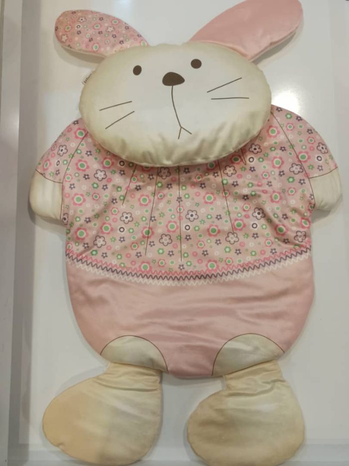 تشک بالشت عروسکی نوزادی خرگوش صورتی اصل ترکیه bibaby