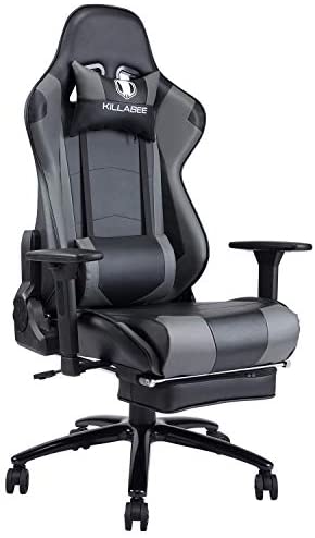 massage gaming chair with footrest and lumbar support