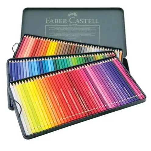 مداد رنگی ۱۲۰ رنگ پلی کروموس جعبه فلزی فابرکاستل