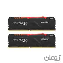 رم دسکتاپ کینگستون تک کاناله DDR4 فرکانس ۳۲۰۰ مگاهرتز مدل HyperX Fury RGB ظرفیت 8 گیگابایت