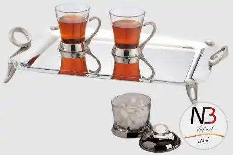 ست چایخوری و قندان نقره ای یونیک مدل 3837