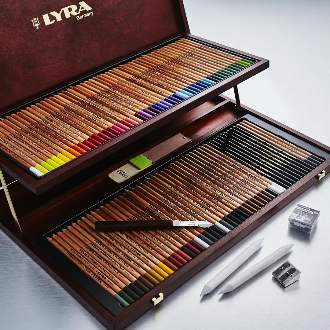 مداد رنگی 100 رنگ جعبه چوبی لیرا