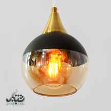  لوستر آویز تک شعله کد MZ0011 شیشه مشکی