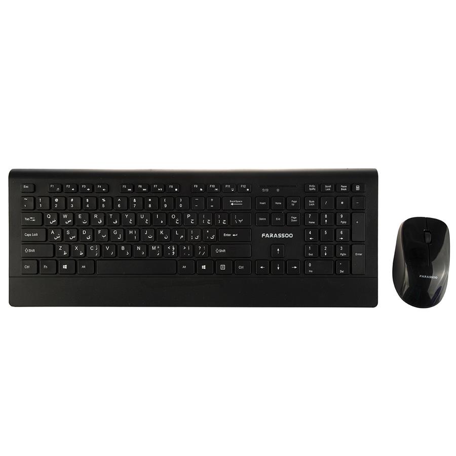  کیبورد و ماوس بی‌سیم فراسو مدل FCM-9595 با حروف فارسی ا Farassoo FCM-9595 Wireless Keyboard And Mouse With Perisan Letters