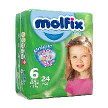  پوشک بچه سایز 6 مولفیکس - 24 عددی ا Molfix XXL Baby-Diaper Size 6 - 24 pcs