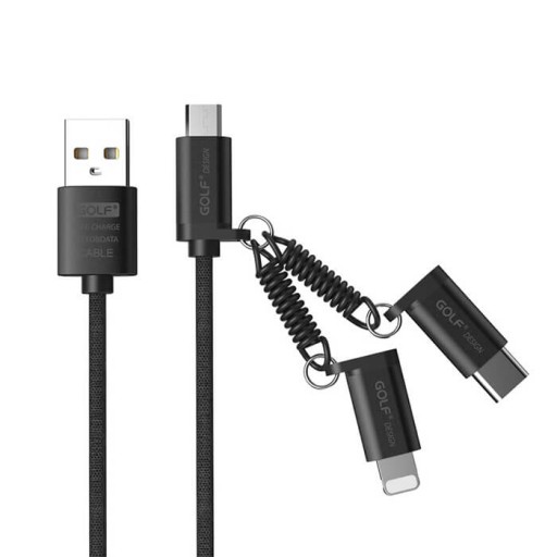  کابل شارژ USB به لایتنینگ/ USB-C/ MicroUSB گلف GC-51 طول 1 متر