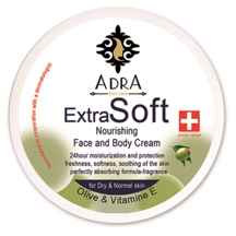  کرم کاسه ای مرطوب کننده دست و صورت روغن زیتون آدرا ا Extra Soft Olive And Vitamin E Face And Body Cream