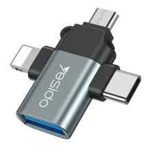 مبدل USB-C / MicroUSB / لایتنینگ OTG یسیدو مدل GS15