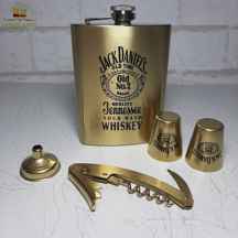  ست فلاسک استیل 2 شات ابزاردار مدل JACK DANIELS طلایی