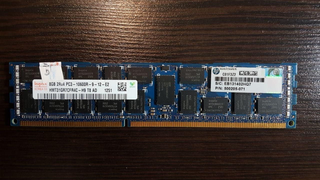  رم سرور اچ پی 8 گیگ، DDR3 فرکانس 1333MHz