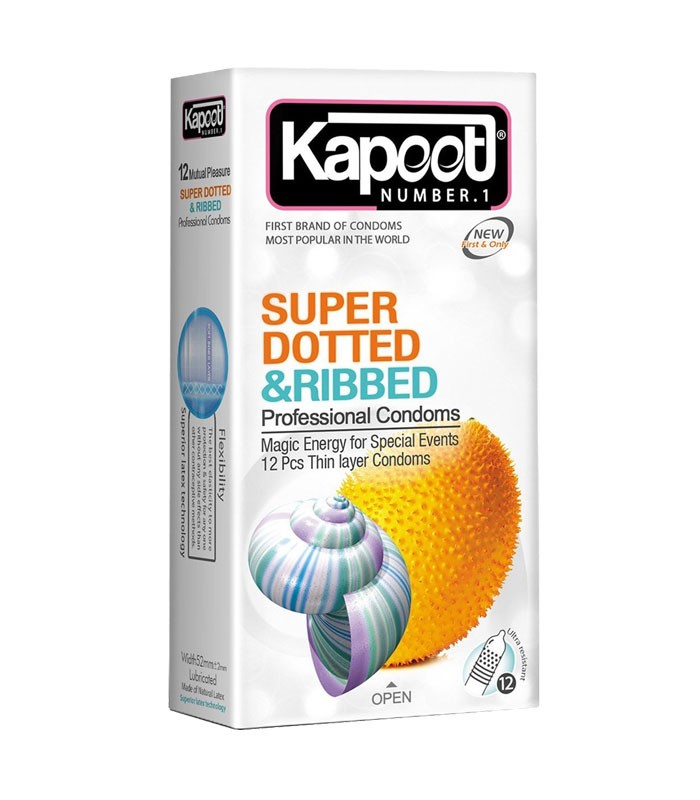  کاندوم کاپوت سوپر خاردار و شیاردار kapoot super dotted بسته 12 تایی