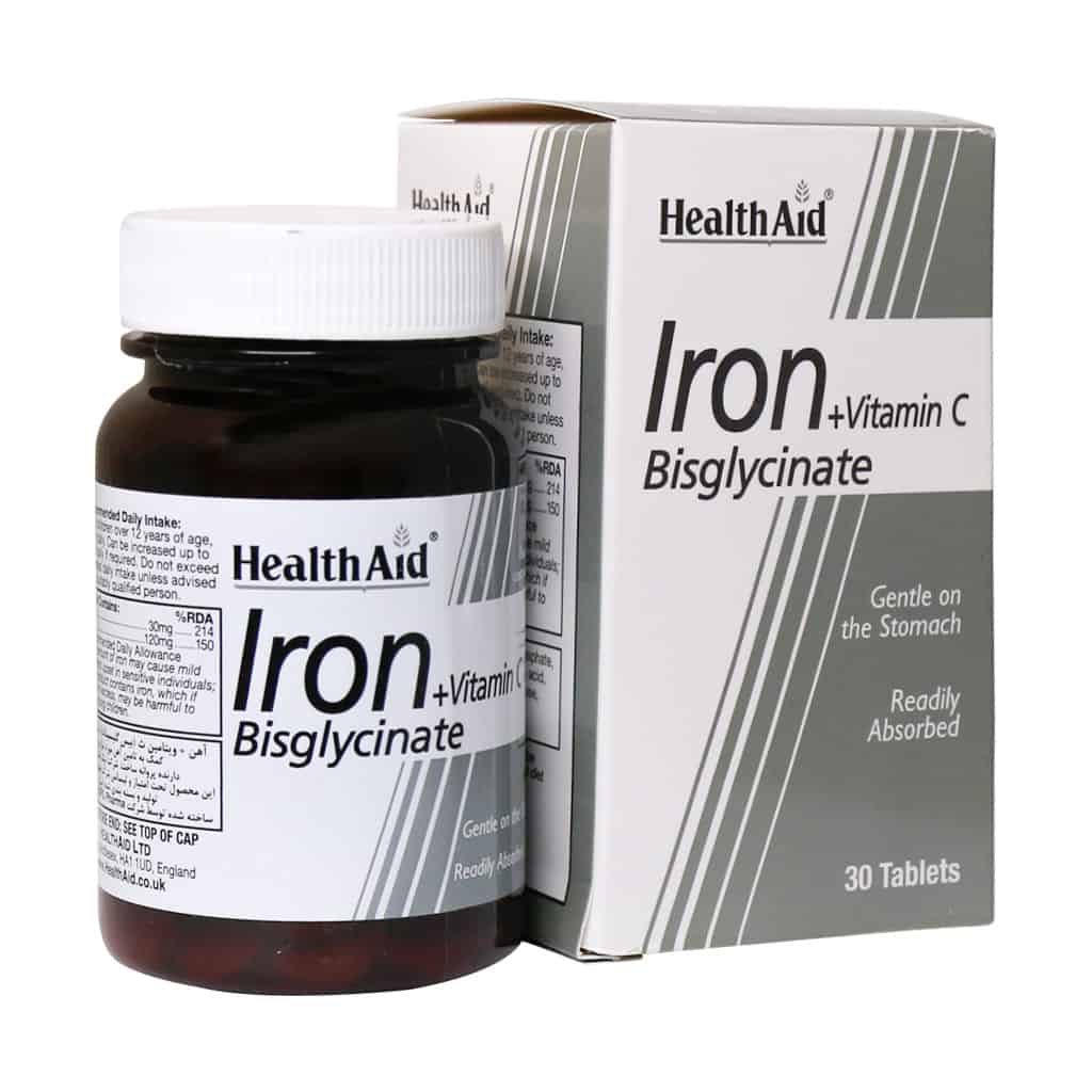  قرص آهن ویتامین سی مكمل تغذیه ای 30 عدد هلث اید ا Health Aid Iron Bisglycinate Tabs