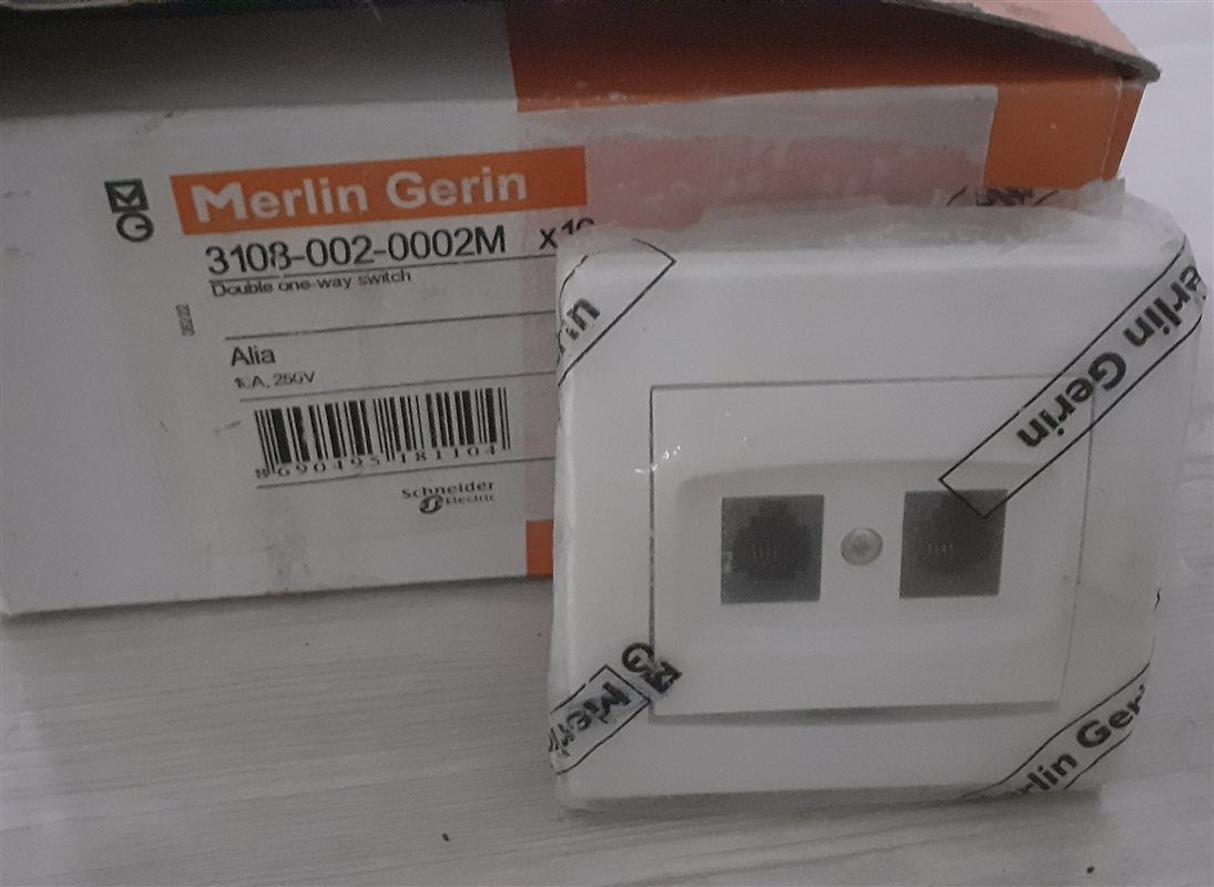  پریز تلفن دو سوکت اشنایدر آلمان مدل آلیا مرلین گرین Schneider Merlin Gerin