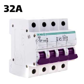 فیوز مینیاتوری تیپ B سه فاز و نول 32 آمپر دنا الکتریک ا Miniature Circuit Breaker 32A Dena electric