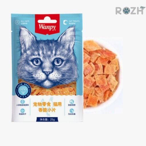 تشویقی گربه ونپی مدل Chicken Jerky bites بسته‌بندی ۲۵ گرمی