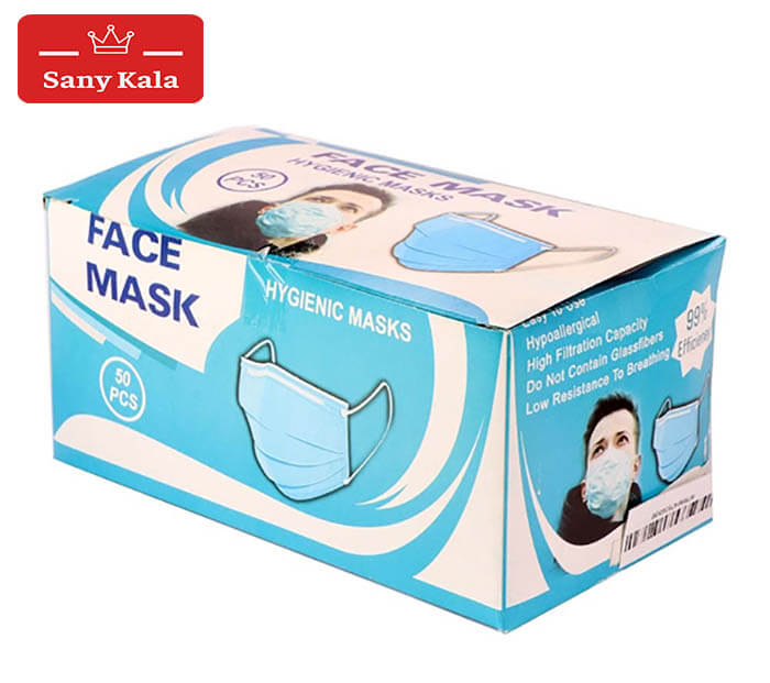  ماسک تنفسی سه لایه بسته 50 عددی ا 3ply Construction Face Mask 50 Pcs