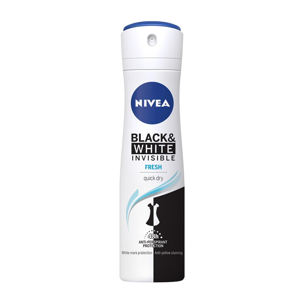  اسپری بدن زنانه نیوآ Black & White Invisible Clear ا Nivea antiperspirant spray, invisible black and white model, volume 150 ml