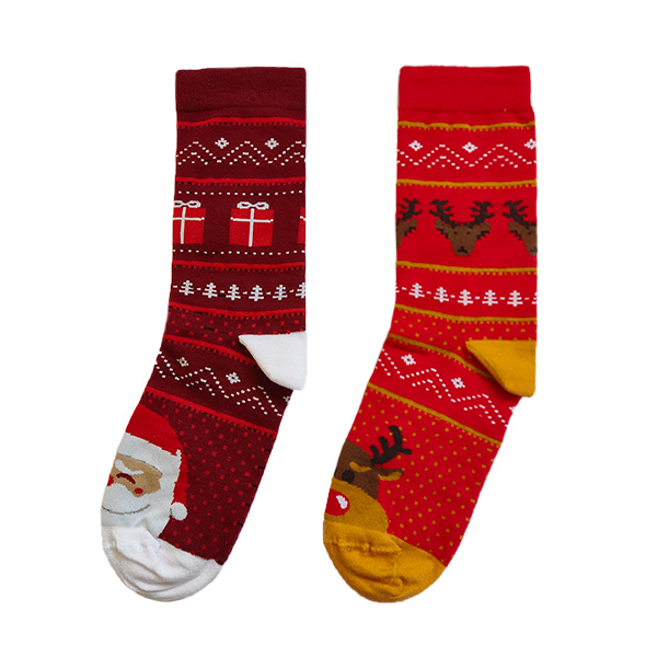  جوراب ساقدار لنگه به لنگه با طرح گوزن و بابا نویل کریسمس کد ph598