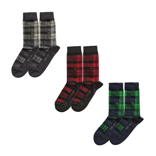  پک 3 تایی جوراب ساقدار مردانه با طرح چهار خانه رنگی کد PH615.2