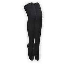 جوراب زنانه مشکی شیک ساق بلند طرح بافت ضخیم کد PH69