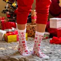 جوراب ساق دار فانتزی طرح دانه برف کریسمسی کد PH270