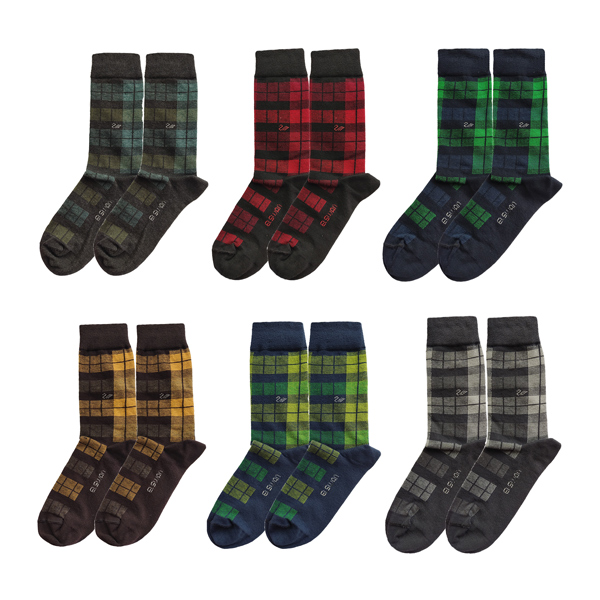  پک جوراب ساقدار مردانه 6 تایی با طرح چهار خانه رنگی PH615