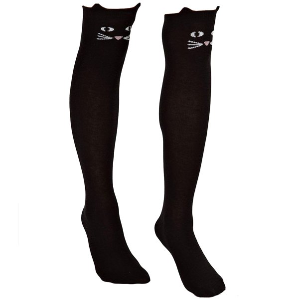  جوراب زنانه طرح گربه ای سیاه ساق بلند کد PH79