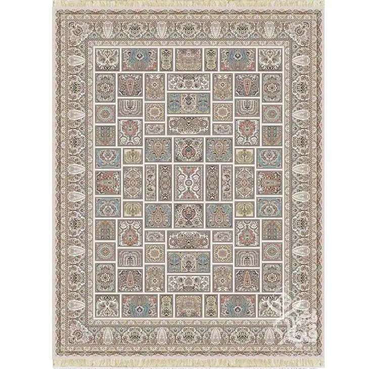 فرش ماشینی قیطران طرح ایرسا زمینه کرم