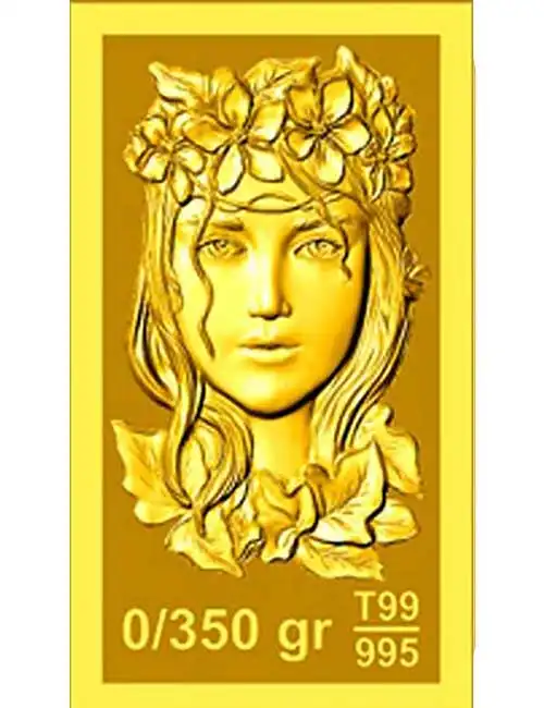  شمش طلا ۳۵۰ سوتی (۰.۳۵۰گرم ) نقش برجسته پرنیا