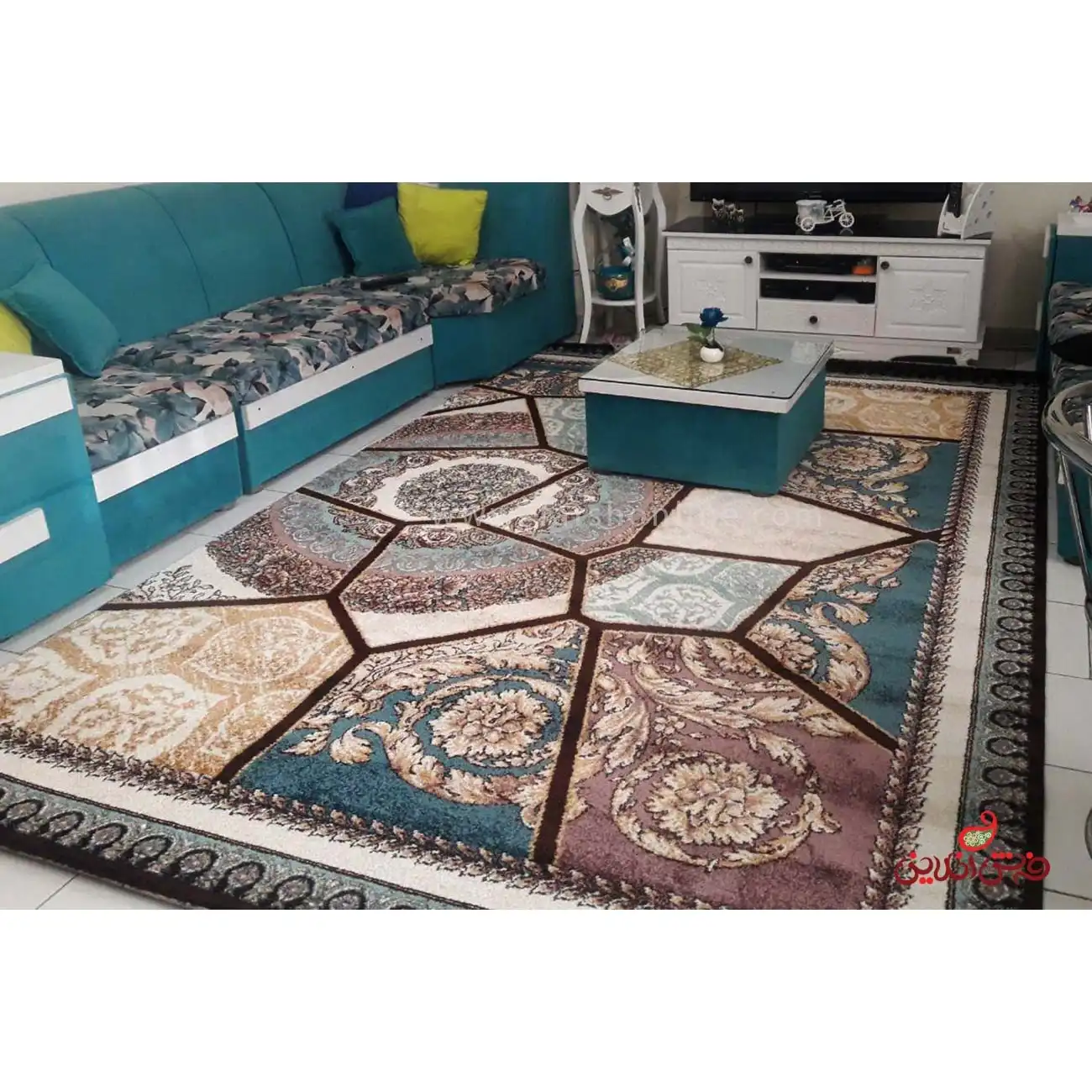 فرش ماشینی ساوین طرح رکسانا قهوه ای 6و9متری